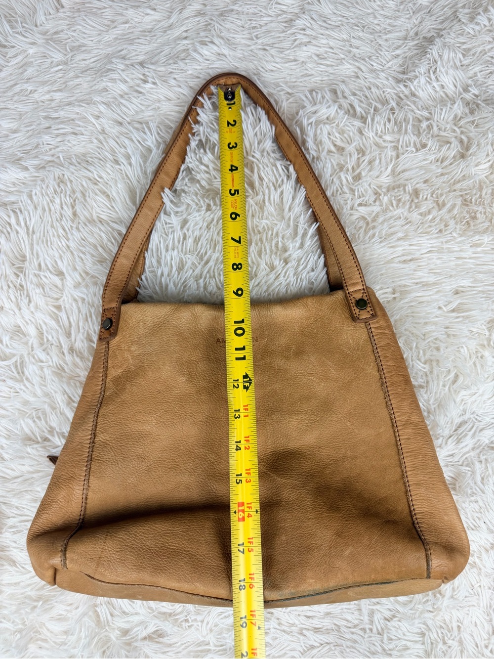 American Leather Co Liberty Tote Tan Genuine Leather Shoulder Hobo Bag Boho - Picture 11 of 16
